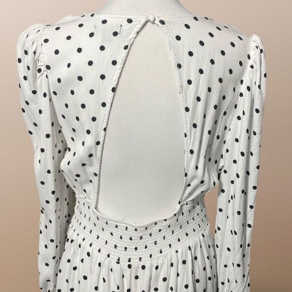AFRM Lightweight Polka Dot Dress, Bishop Sleeves, Open Back Design, Size M - Picture 10 of 10